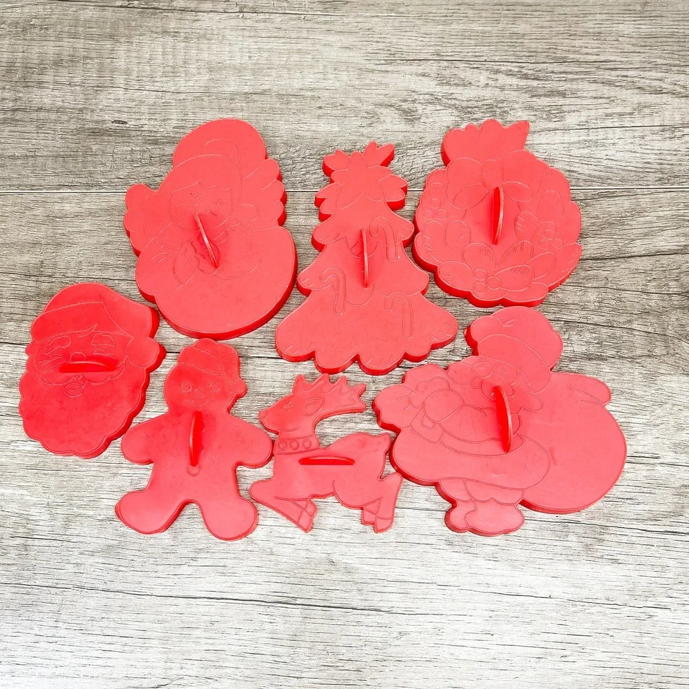 Vintage Wilton Christmas Cookie Cutter Set Red Plastic Holiday Shapes